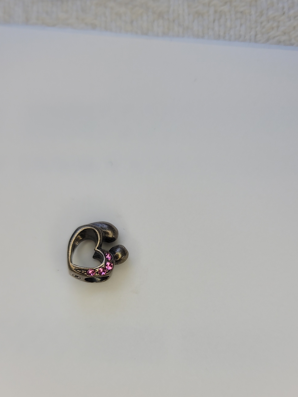 Pandora 925 Silver Mother's Heart Charm with Pink Crystals